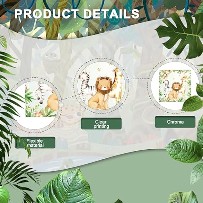 NAPKINS FOR CHILDREN'S BIRTHDAY PARTY, JUNGLE PARTY MOTIF ANIMALS, JUNGLE BIRTHDAY DECORATION, 33 X 33 CM, WILD 1ST BIRTHDAY DECORATION, FOREST ANIMALS, BIRTHDAY NAPKINS (CUTE) - Image 4